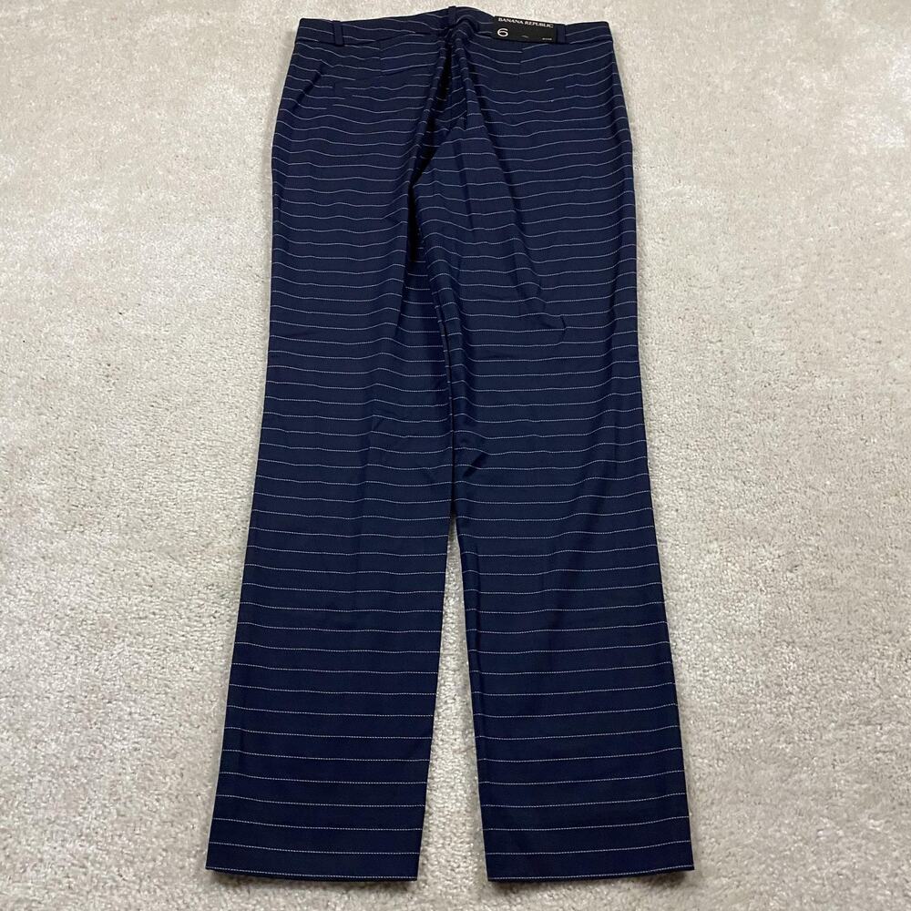 Banana‎ Republic Ryan Pants Womens 6 Blue Pinstripe Mid Rise Slim Straight Lined